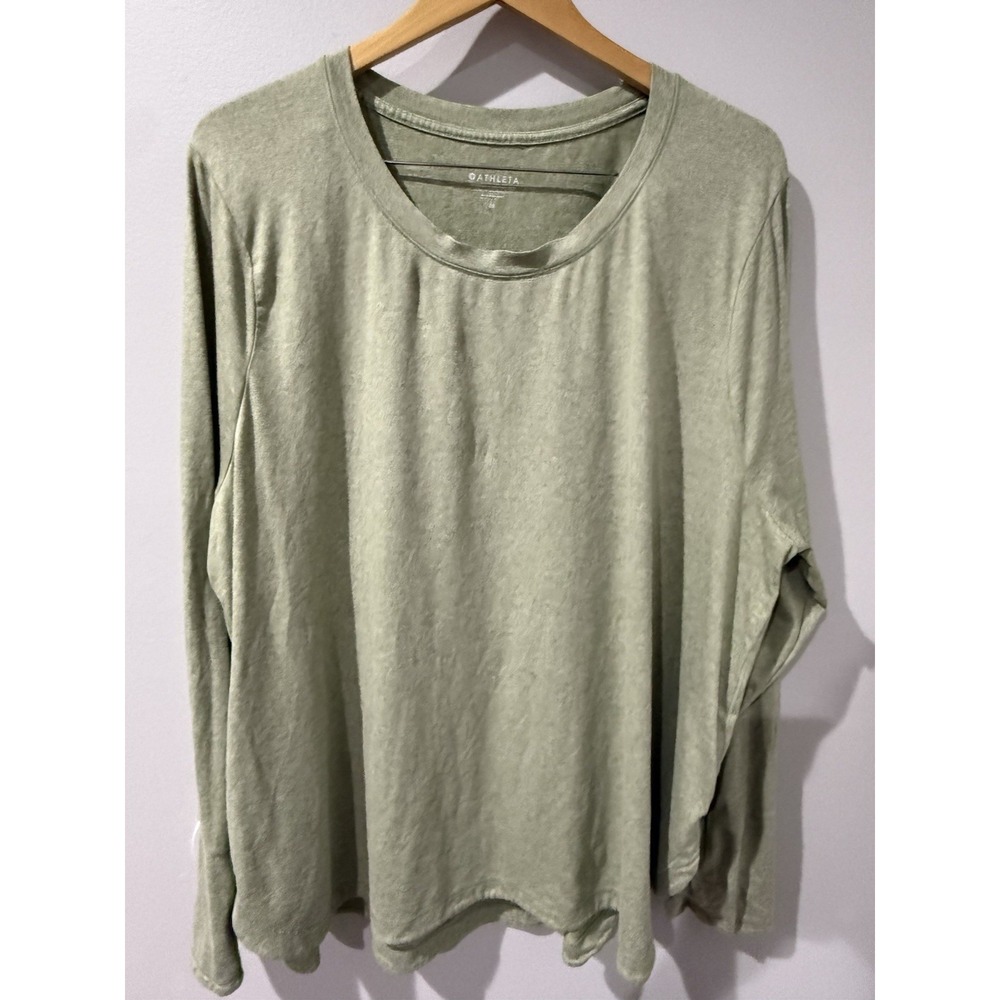 Athleta Uptempo Long Sleeve Green Women's Small Active Performance Top 3X K